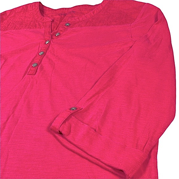 4/$32 Croft & barrow size Xl pink 3/4 sleeve shirt quilted type design on top - Picture 2 of 9